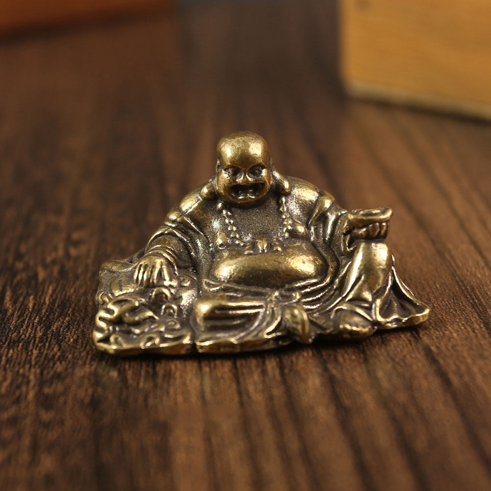 Home Decor Zen - Estátua de Buda Sorridente em Latão,