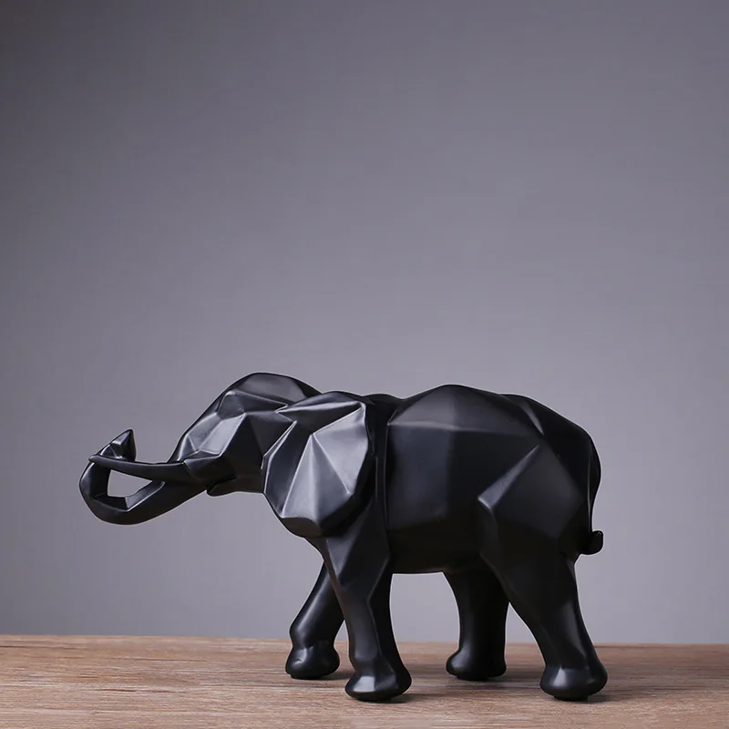 Abstract Sculpture Resin - Estátua de elefante preto de resina