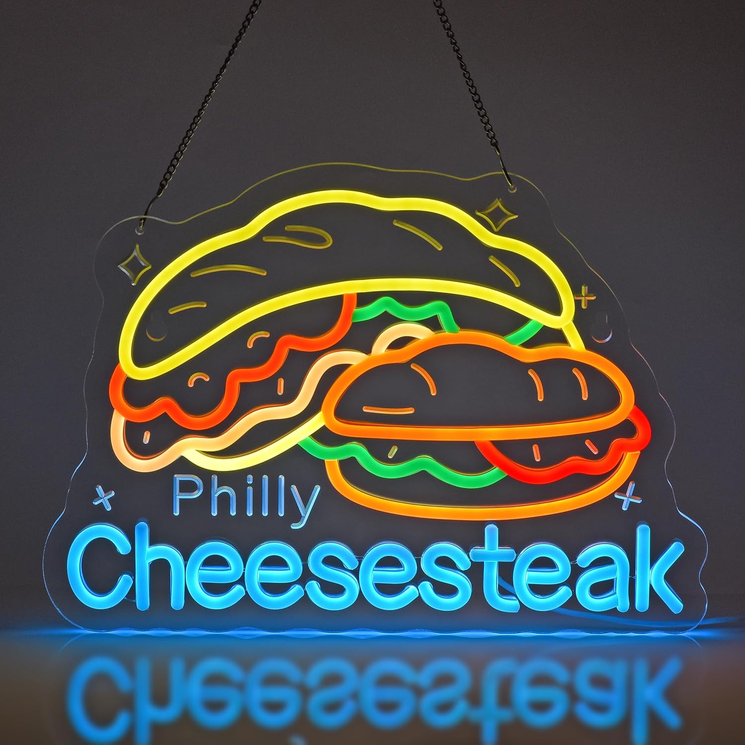 Home Decor Market - Letreiro Neon Philly Cheesesteak para Restaurante,
