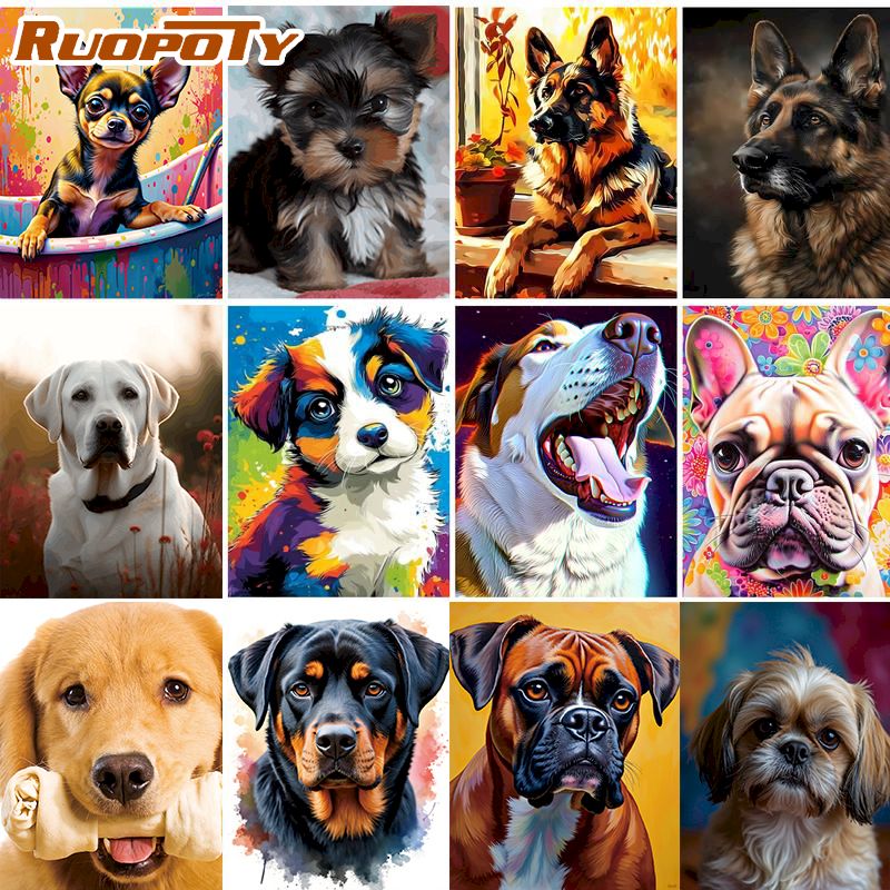 Home Decor Diy Ideas - RUOPOTY Pintura Diamante de Cão, Decoração