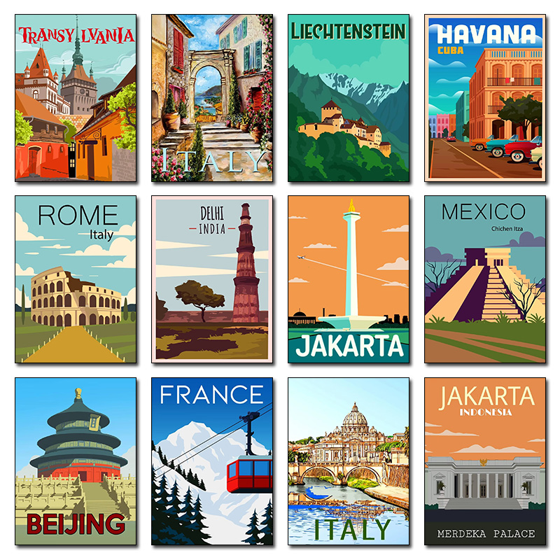 Home Decor Jakarta - Pôsteres de Viagem em Estilo Retrô