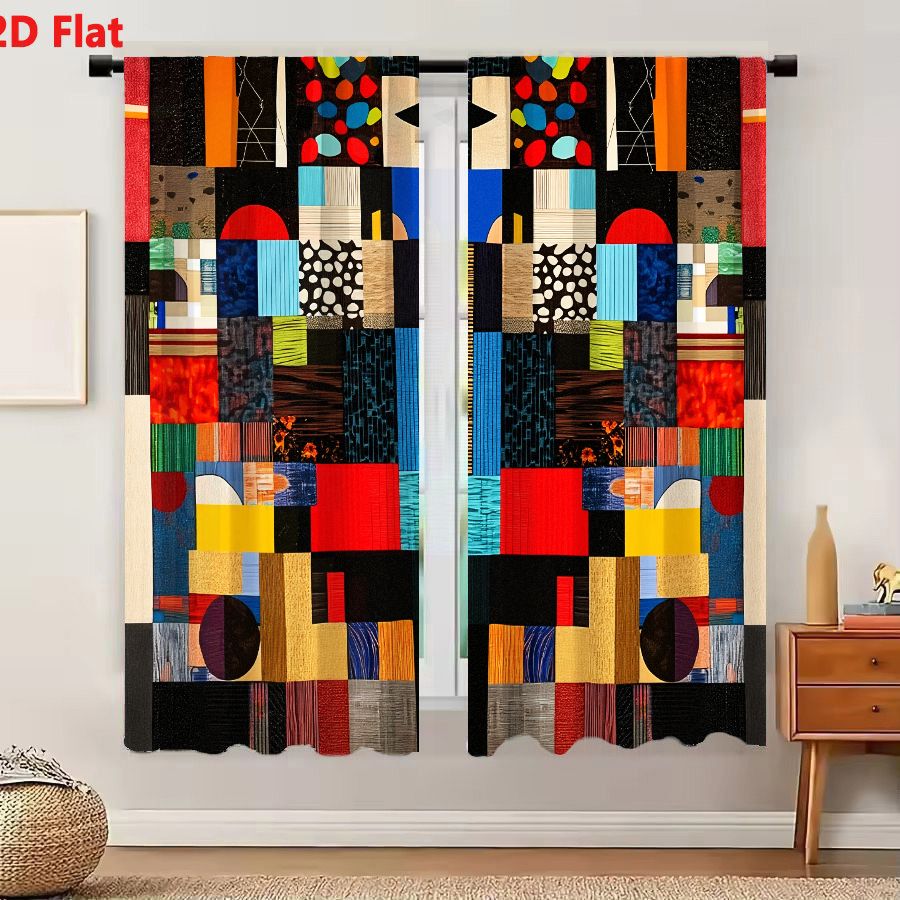 Home Decor Color Palettes - 2 cortinas 2D planas, vibrantes, com