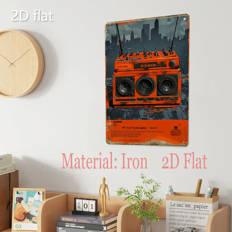 Home Decor Orange - Arte de Parede Metálica Vintage Laranja