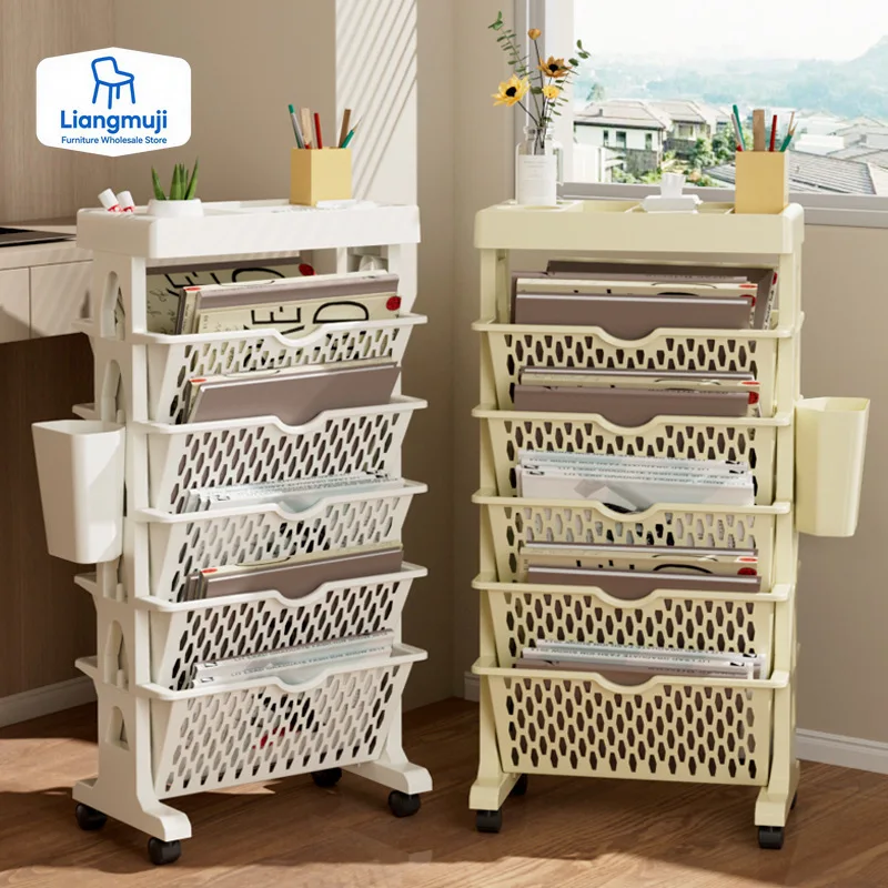 Home Decor On Wheels - Prateleira de livro móvel de 5