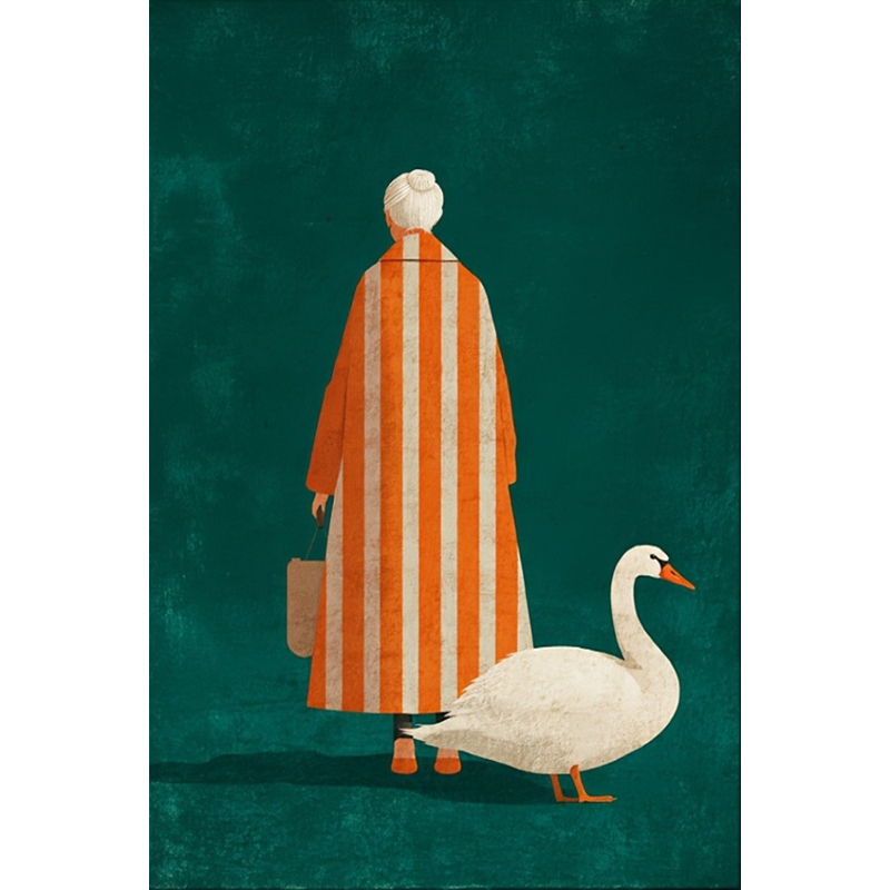 Home Decor Orange - Figura em laranja branco listrado poster