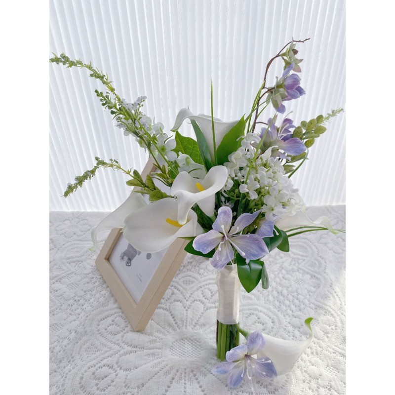 Home Decor Location - Flor artificial de lírio-cala branco, estilo