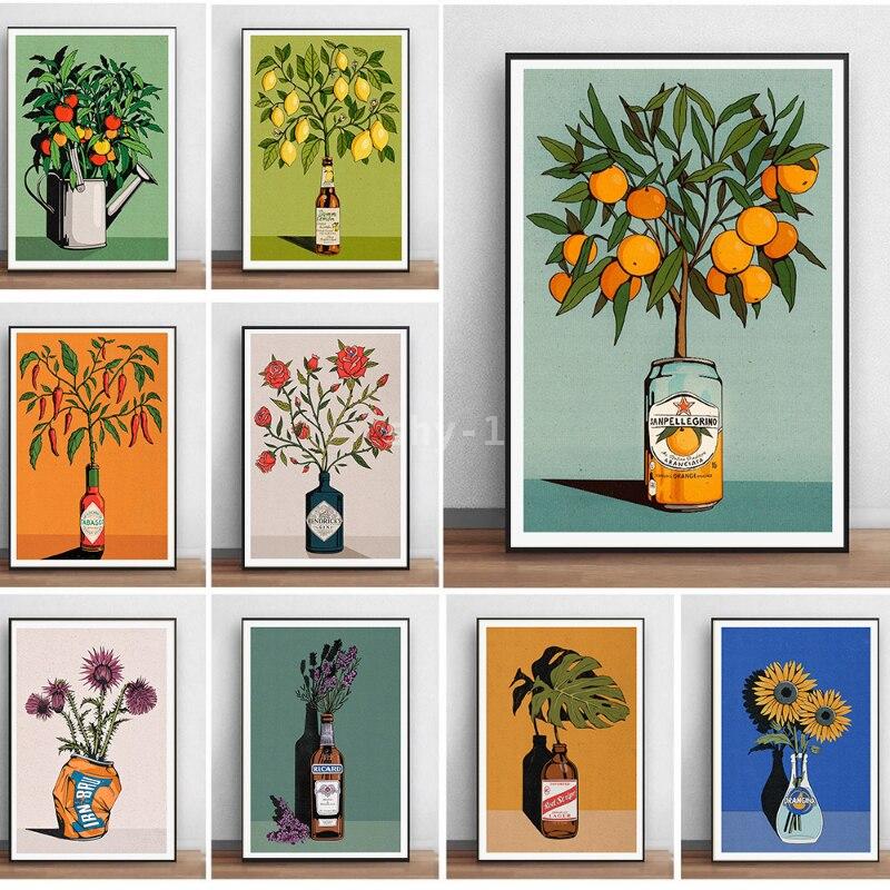 Home Decor Orange - Arte de Parede Moderna com Tema