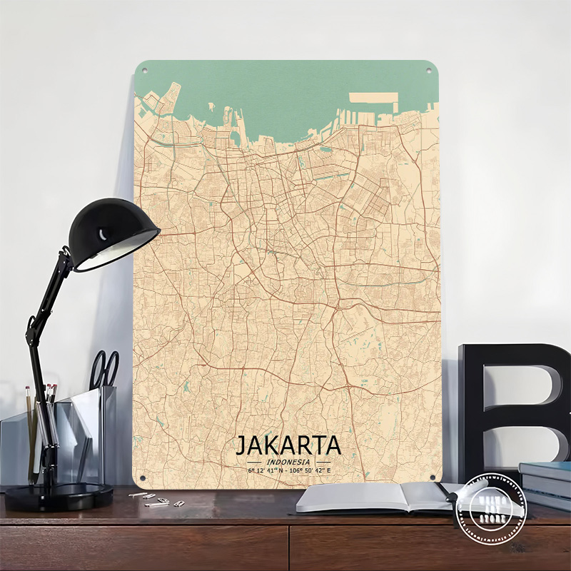 Jakarta mapa vintage impresso  - Home Decor Jakarta avaliação e preço
