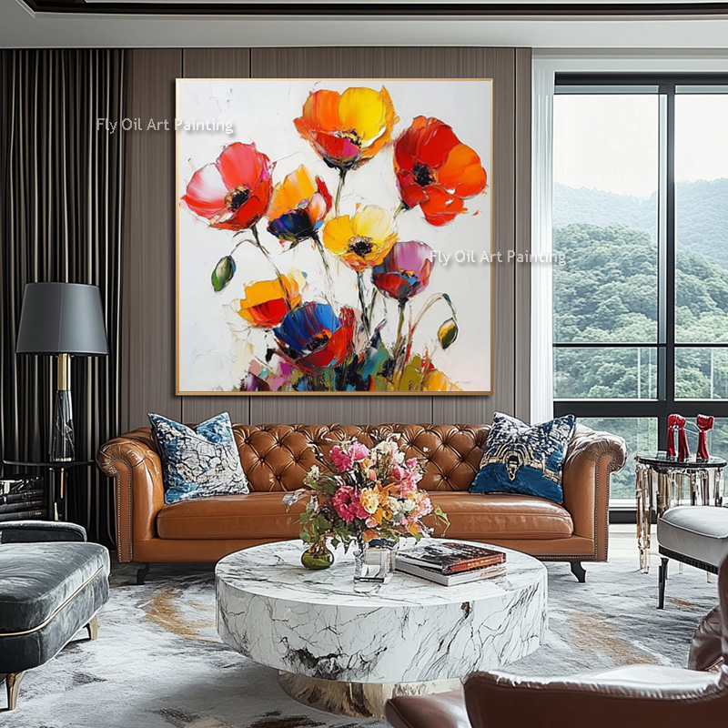 Pintura a Óleo de Papoulas Esp - Home Decor Color Palettes avaliação e preço