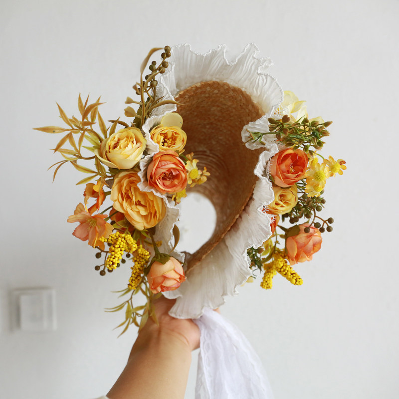 Chapéu de palha com flores ade - Home Decor Location avaliação e preço