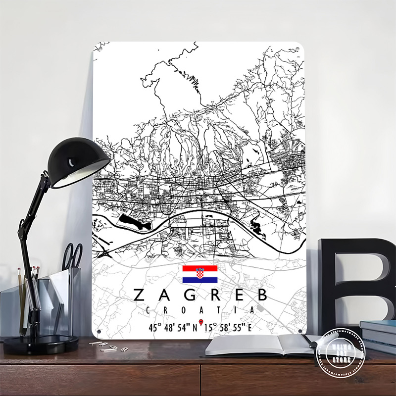 Mapa de Zagreb Croácia em Meta - Home Decor Zagreb avaliação e preço