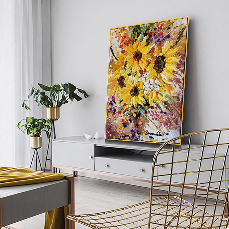 Pintura a Óleo de Girassol em  - Home Decor Color Palettes avaliação e preço