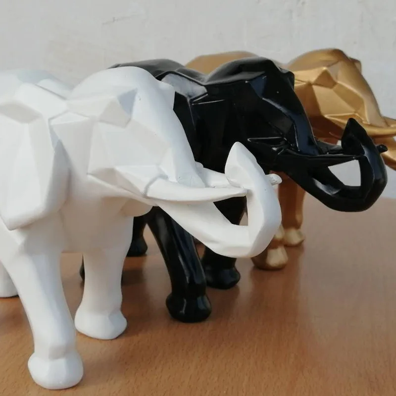 Estátua de elefante preto de r - Abstract Sculpture Resin avaliação e preço