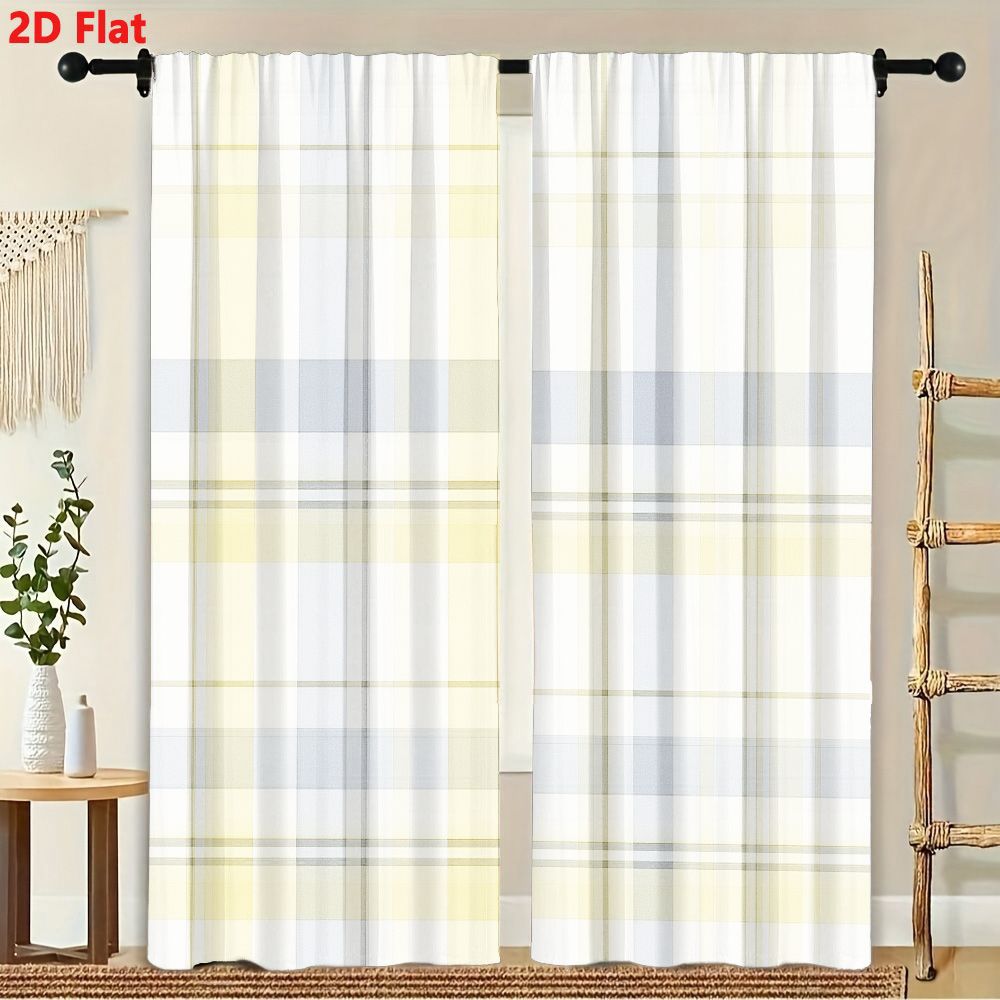 2 cortinas 2D com padrão xadre - Home Decor Color Palettes avaliação e preço